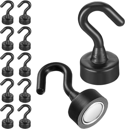 Magnetische haken, stansvrij, magneethaken voor camping, kluisjes, werkplaatsinrichting, kledinghaken (zwart)