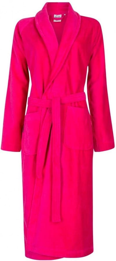 Dames badjas fuchsia roze - 100% katoenen badjas - badjas dames - sauna - sjaalkraag - maat XS