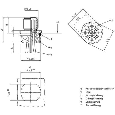 Lutronic 1239 Sensor/actuator inbouwconnector M12 Aantal polen (sensoren): 8 Stekker, inbouw 0.50 m 1 stuk(s)