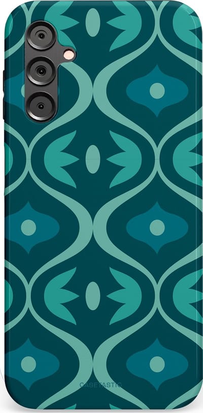 Casetastic hoesje geschikt voor Samsung Galaxy A14 (2023) 5G / Samsung Galaxy A14 (2023) 4G - Dubbellaagse bescherming - Decoratief Blauwgroen - Fashion Case - Petrol