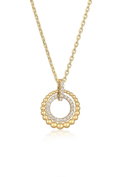 Elli - Halsketting - Dames Hanger Cirkel Ringen Elegant Bol Zilverkleurig met Kristallen - Dames
