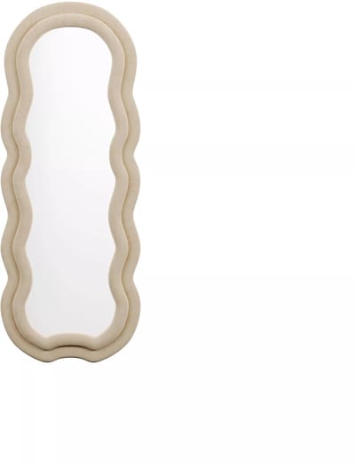 Vente-unique Organische spiegel in fluweel - H 160 x B 60 cm - Beige - LINOA