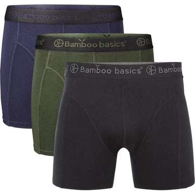 Bamboo Basics Heren Bamboe Boxershorts Rico (3-pack) - Navy, Army & Zwart - Ondergoed Heren - Boxershort Heren Lange pijp - Maat M