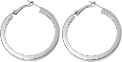 Behave - Zilverkleurige oorring met vierkante vorm - 4 cm diameter