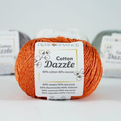 Performance Cotton Dazzle 199 - kleur oranje bruin - 3 bollen katoen met viscose - glanskatoen