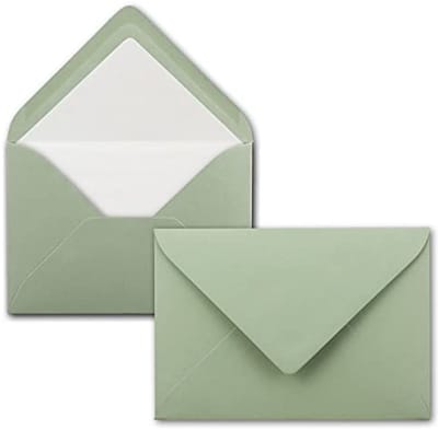Eucalyptus Groene Enveloppen - DIN C6 - 100 g/m² - Mat en Gladde Afwerking - 11,4 x 16,2 cm - Natte Lijm