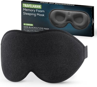 TravelHawk Slaapmasker Zwart - Luxe 3D-slaapmasker Dames Heren 100% lichtblokkerende slaapbril Zijslaper Oogmasker Nachtmasker