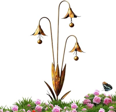 Tuindecoratie Paal - Bloem Beeld - Tuin Verfraaien - Weerbestendig Metaal - 67x33x6 cm - Blauw