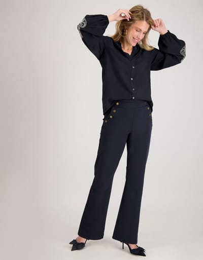 Je m'appelle Travelstof Dames Broek Straight fit Met stretch - Blauw - Maat S