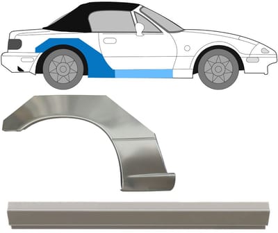 Reparatiepaneel dorpel + achterspatbord voor Mazda MX-5 1989-1998 / Rechts / Set