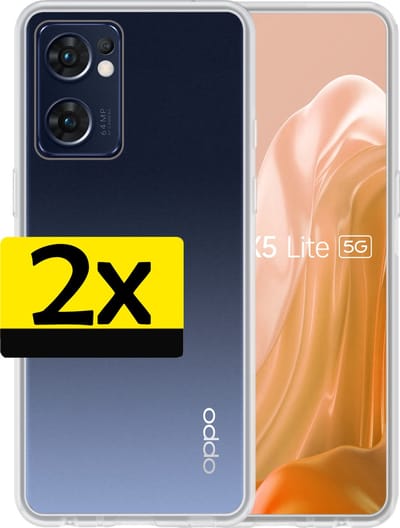 Hoesje - 2 Stuks - Geschikt voor OPPO Find X5 Lite - Sterk & Shockproof - Case Siliconen - Back Cover - Telefoon Hoes - Telefoonhoesjes - Transparant