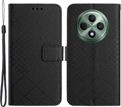 Coverup Hoesje - Geschikt voor OPPO Reno12 F 5G Hoesje - Coverup Rhombus Book Case - Zwart