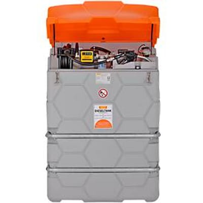 Dieseltank CUBE, Kant-en-klare installatie, versch. afmetingen, 1000 l, Elektrische pomp 230V, Autom.-tappistool