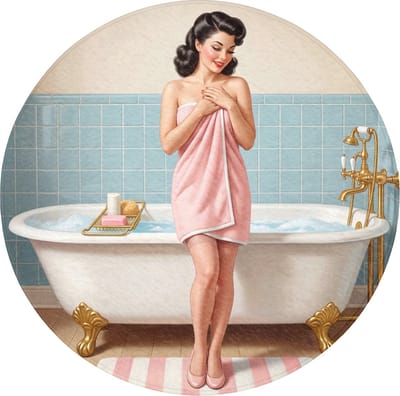Badmat rond 70x70 cm - Antislip - Badkamer - Vrouw - Roze - Badmatten voor badkamer - Badkamermat - Douchemat - Ronde badkamer mat