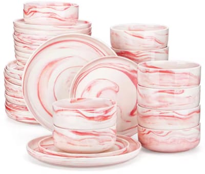 Dynastic Serviesset – 12 persoons – Roze 36 delig – Keramisch – Serviesset – Ontbijtborden