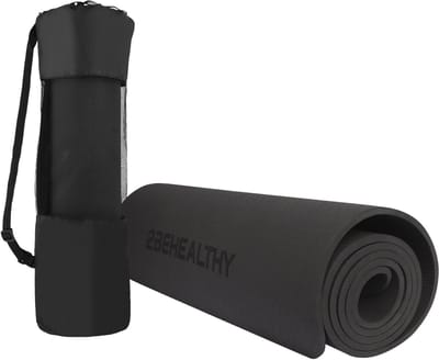 2BEHEALTHY Yogamat Extra Dik - 0,8 cm - Yogamat Antislip - Sportmat - Joga Mat - Fitnessmat - Meditatiemat - Exercise Mat - Yoga Matje - Zwart