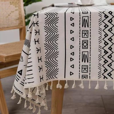Bohemian Waterdichte Tafelkleed voor Rechthoekige Tafel Katoen Linnen Tafelhoezen Keuken Eettafel Tafelblad Tafelkleed Nappe mat 90x90cm black