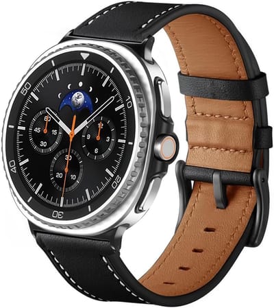YONO Bandje geschikt voor Samsung Galaxy Watch 8 - 40/44mm - Classic - Leer - Zwart