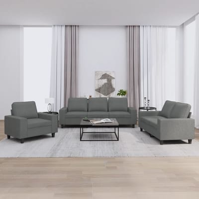 vidaXL - 3-delige - Loungeset - stof - donkergrijs