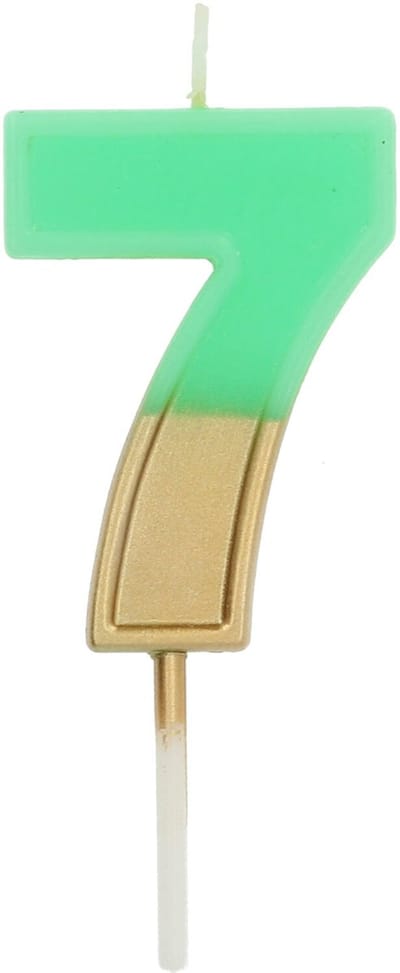 Folat - Kaars Retro Cijfer 7 Groen - 5 cm