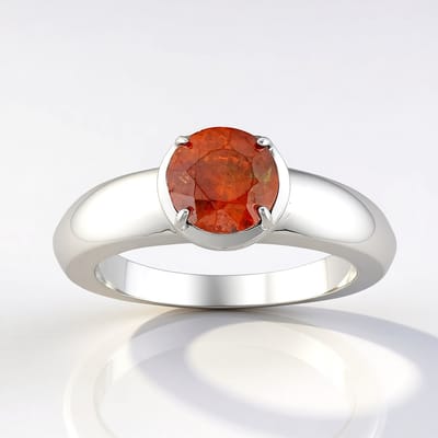 Cavill - 925 Sterling Zilver Ring met 1,564 ct Spaanse Sfaleriet - Gerhodineerd - Oranje Edelsteen - Ronde Slijpvorm - Modern & Stijlvol Design
