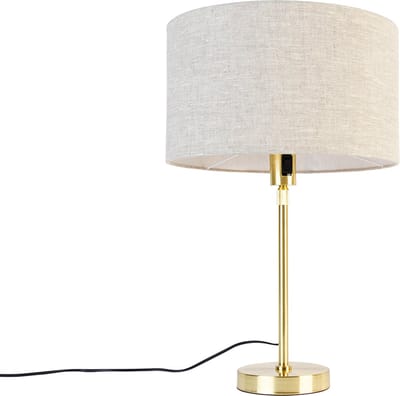 QAZQA parte stof - Design Tafellamp met kap - 1 lichts - H 68 cm - Goud/messing - Woonkamer | Slaapkamer | Keuken