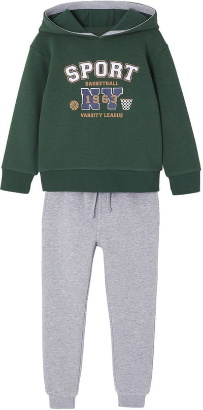 Vertbaudet Sportieve set voor jongens met sweater met capuchon en print + effen joggingbroek