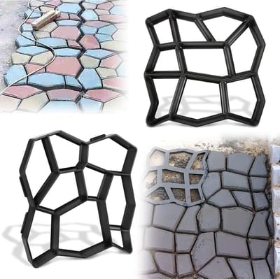 Betonvormen Set - Bestratingsvormen Gietvorm - Tuinpad Aanleggen - Herbruikbaar Stevig Kunststof - 43 x 43 x 4 cm - Zwart