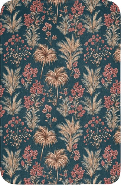 WC mat 40x60 cm - Antislip - Botanisch - Patroon - Blauw - Toiletmat - Vloermat - Douchemat - Toilet tapijt - Toiletmatten