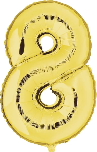 Folieballon Cijfer 8 Goud - 92 cm
