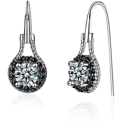 Massief 925 Zilveren Sterling Vs2 Obsidiaan Diamanten Oorbel Voor Vrouwen Mode Aros Mujer Oreja Diamant Bizuteria Zwarte Obsidiaan Anels