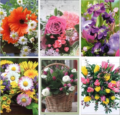 Wenskaarten zonder tekst - Set van 6 stuks met envelop - Bloemen