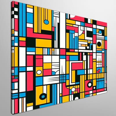 Pop art mondriaan schilderij | Pop art mondriaan: een kleurrijk knipoog naar abstracte kunst | Kunst - 100x100 centimeter op Canvas | Foto op Canvas