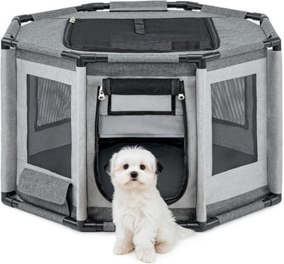 SNJY® Puppyren - Hondenren - Hondenkennel - 72x72x43 cm - Grijs