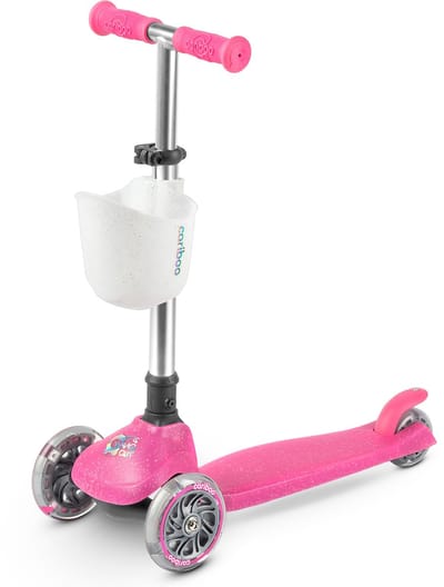 Cariboo Ghost - Step - Roze - voor Jongens en Meisjes - Kinderstepjes - Verstelbaar stuur - Platform dat oplicht in het donker - Fold & Roll System - Basket on the handlebars