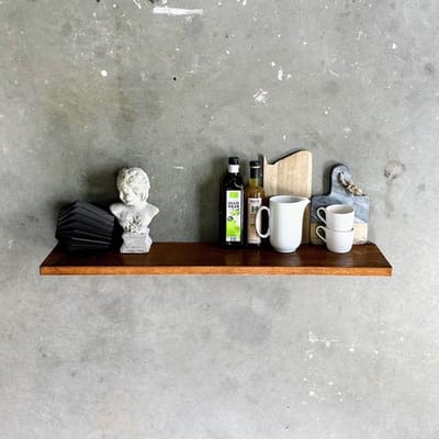GoudmetHout® Zwevende Wandplank Industrieel - 180 x 20 cm Muurplank - Donker Eiken Hout - Decoratie Wandrek & Boekenrek - Hangplank Keuken - Floating Wall Shelf met Blinde Montage
