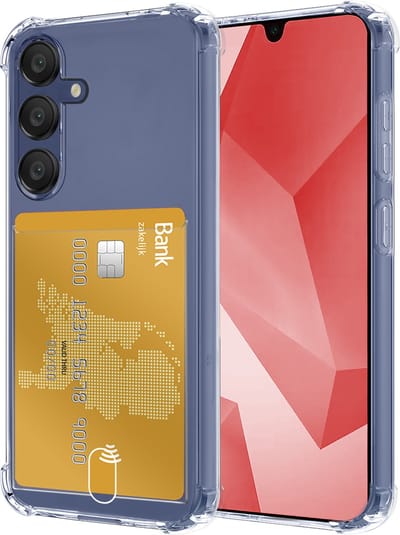 Hoesje - Geschikt voor Samsung Galaxy A16 - Met Pashouder en Kaarthouder - Telefoon Hoes Shockproof - Siliconen Case - Back Cover - Shock Proof - Pasjes Houder - Transparant