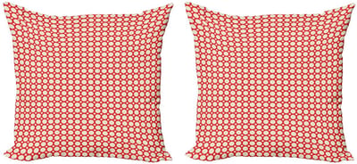 ABAKUHAUS Retro kussenhoes – 2x50x50 cm – dubbelzijdig bedrukt – Rood/Crème