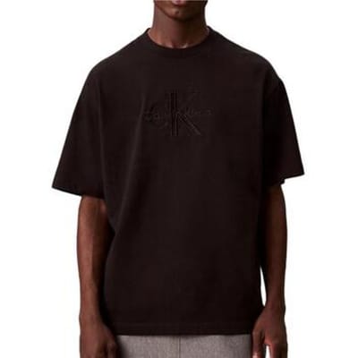 Calvin Klein Short Sleeve Hero Monologo Embroidered 16s Black Size: XXL | Basic T-Shirts Outlet | Heren | Zwart