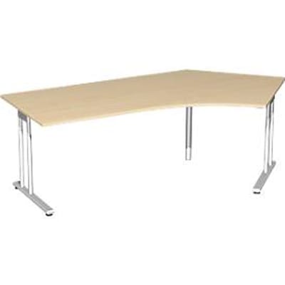 Hoekbureautafel 135° PALENQUE, C-poot, handmatig in hoogte verstelbaar, hoek rechts, B 2165 x D