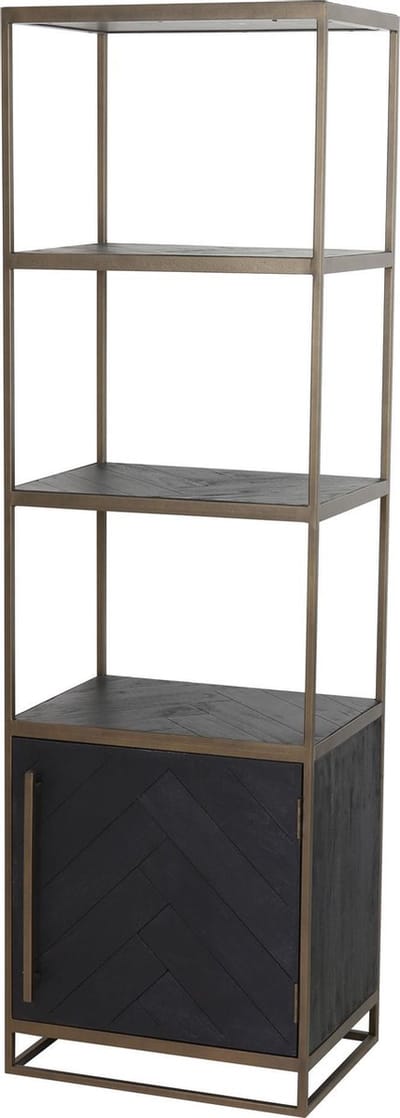 Light & Living Chisa - Wandkast - Hout Zwart/Antiek Brons - 55x40x180 cm