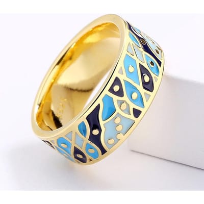 Literatuur en Kunst Retro Exotische Nationale Stijl Sieradenset Verfijnde Mode Persoonlijkheid Kleur Emaille Ring Oorbellen beige