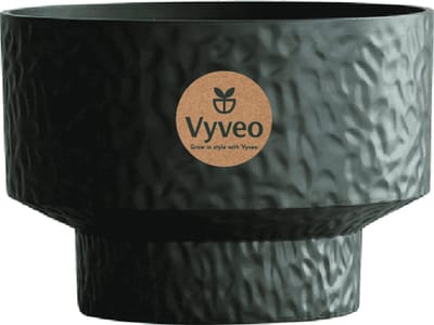 Vyveo - Bloempot Luno - 28x20 - Zwart - Bloempot voor binnen en buiten - Lichtgewicht - Breukbestendig - Vorstbestendig - UV-bestendig