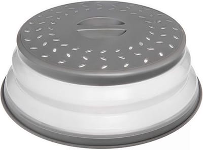 Spatdeksel voor de magnetron - Om fruit en voedsel uit te laten lekken - BPA-vrij - Vaatwasmachinebestendig - 26,7 cm - Grijs
