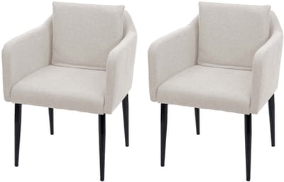 Set van 2 eetkamerstoelen MCW-H93, keukenstoel fauteuil stoel ~ stof/textiel crème-beige