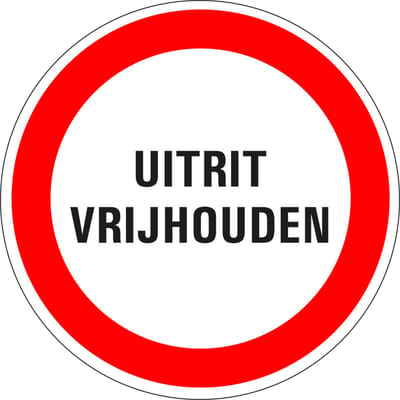 Uitrit vrijhouden sticker 100 mm