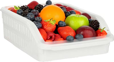 Gondol Koelkast/keuken organiser open mand - wit - kunststof - 30 x 26 x 9 cm