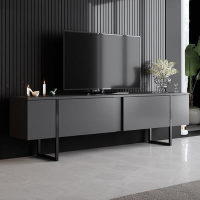 Luxe" houten TV-meubel 180 x 30 x 50 cm - Antraciet