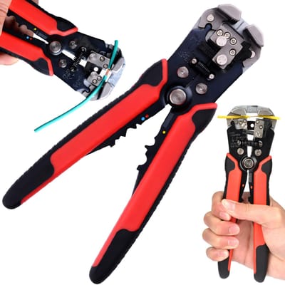Dailygoody - Stripping Pliers - Universele Kabelstripper, 210 mm, Ergonomisch, Rood/Zwart