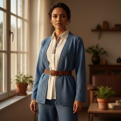 Luxe Driedelige Dames Set met Riem – Blazer, Blouse en Broek - strawberry, S